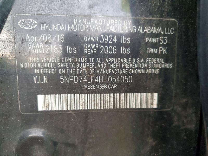 Продаж на аукціоні авто 2017 Hyundai Elantra, vin: 5NPD74LF4HH054050, номер лоту: 52453356