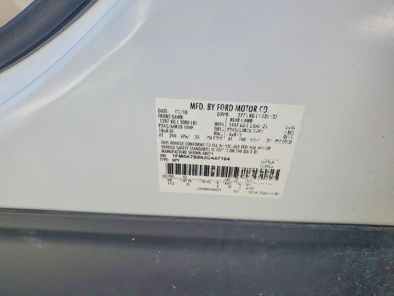Aukcja sprzedaży 2018 Ford Explorer, vin: 1FM5K7B80JGA67164, numer aukcji: 53077276
