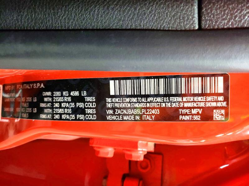 Продажа на аукционе авто 2020 Jeep Renegade, vin: ZACNJBAB5LPL22403, номер лота: 53572776