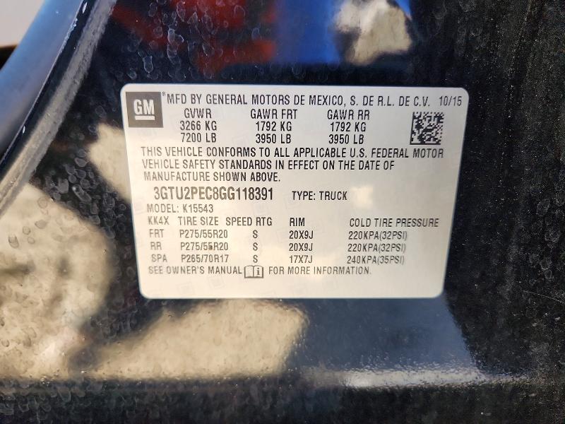 53905076 :رقم المزاد ، 3GTU2PEC8GG118391 vin ، 2016 Gmc Sierra مزاد بيع