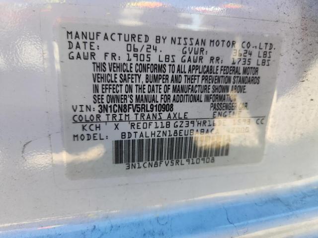 2024 Nissan Versa მანქანა იყიდება აუქციონზე, vin: 3N1CN8FV5RL910908, აუქციონის ნომერი: 52479766