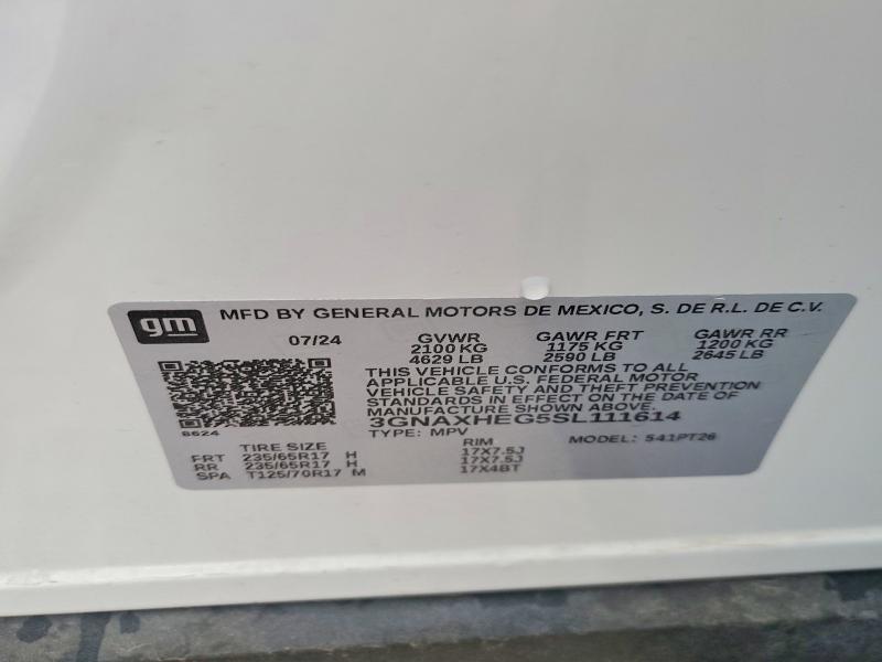 Продаж на аукціоні авто 2025 Chevrolet Equinox, vin: 3GNAXHEG5SL111614, номер лоту: 54273976
