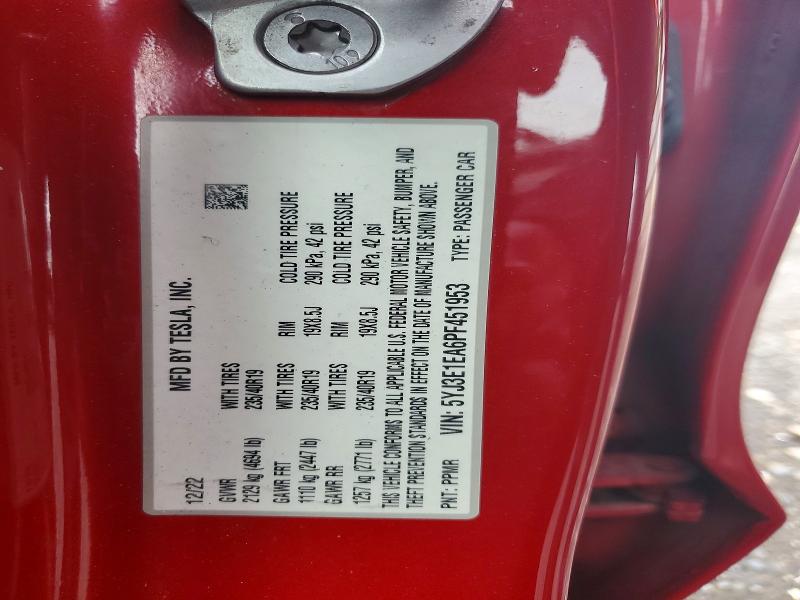 Продажа на аукционе авто 2023 Tesla Model 3, vin: 5YJ3E1EA6PF451953, номер лота: 54483326