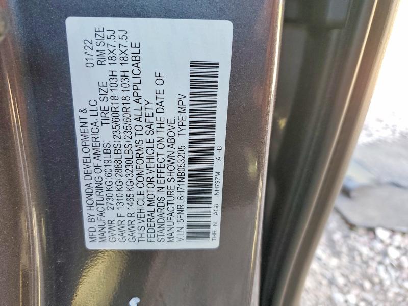 2022 Honda Odyssey მანქანა იყიდება აუქციონზე, vin: 5FNRL6H71NB053205, აუქციონის ნომერი: 54843616