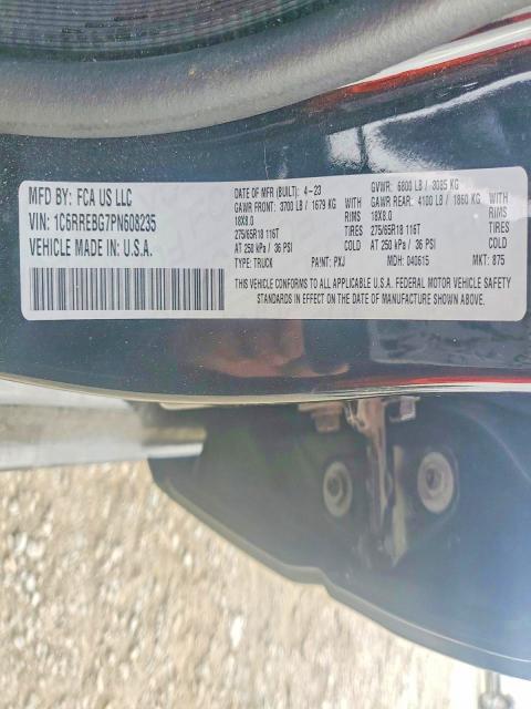54077566 :رقم المزاد ، 1C6RREBG7PN608235 vin ، 2023 Ram 1500 مزاد بيع