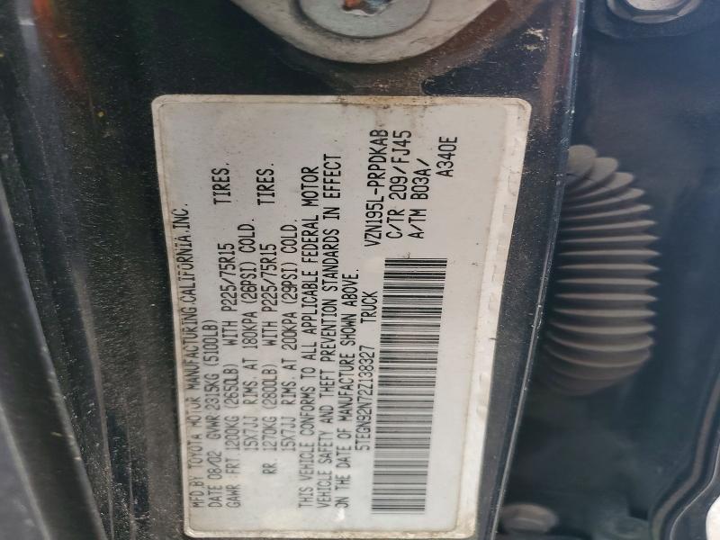 2002 Toyota Tacoma მანქანა იყიდება აუქციონზე, vin: 5TEGN92N72Z138327, აუქციონის ნომერი: 54516786