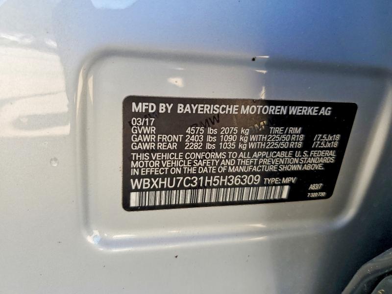 52530736 :رقم المزاد ، WBXHU7C31H5H36309 vin ، 2017 Bmw X1 مزاد بيع