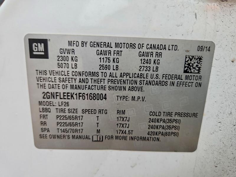 2015 Chevrolet Equinox მანქანა იყიდება აუქციონზე, vin: 2GNFLEEK1F6168004, აუქციონის ნომერი: 54691076