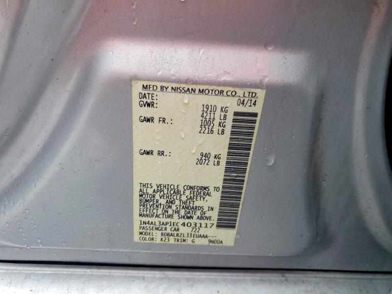 Продажа на аукционе авто 2014 Nissan Altima, vin: 1N4AL3AP1EC403117, номер лота: 54768736