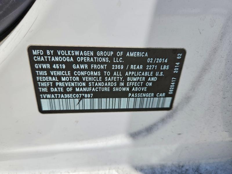 Aukcja sprzedaży 2014 Volkswagen Passat, vin: 1VWAT7A35EC077897, numer aukcji: 53132456
