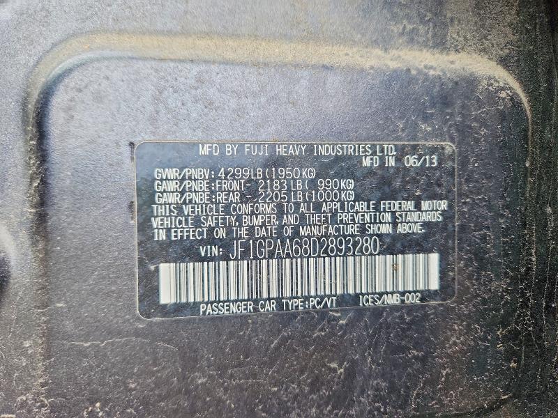 Aukcja sprzedaży 2013 Subaru Impreza, vin: JF1GPAA68D2893280, numer aukcji: 54252226