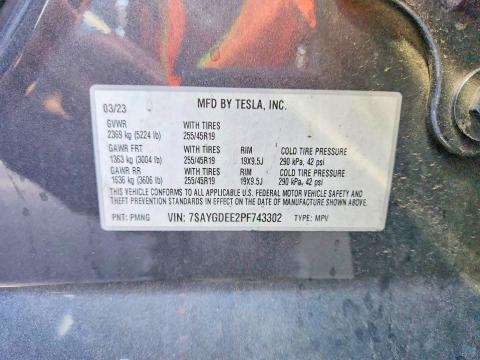 Aukcja sprzedaży 2023 Tesla Model Y, vin: 7SAYGDEE2PF743302, numer aukcji: 53999466