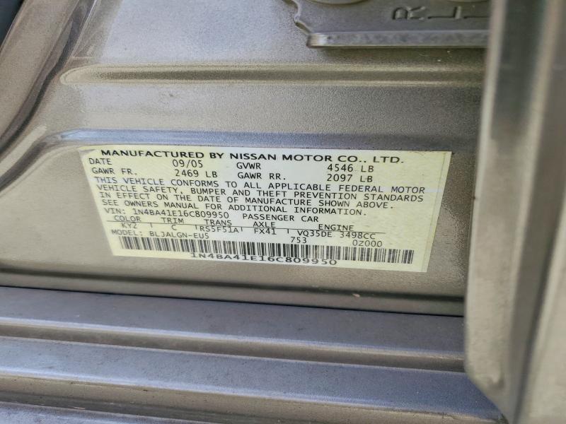 Продажа на аукционе авто 2006 Nissan Maxima, vin: 1N4BA41E16C809950, номер лота: 54547896