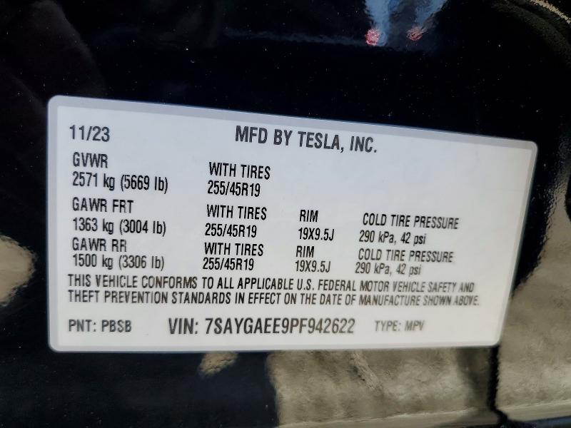Продажа на аукционе авто 2023 Tesla Model Y, vin: 7SAYGAEE9PF942622, номер лота: 55455096