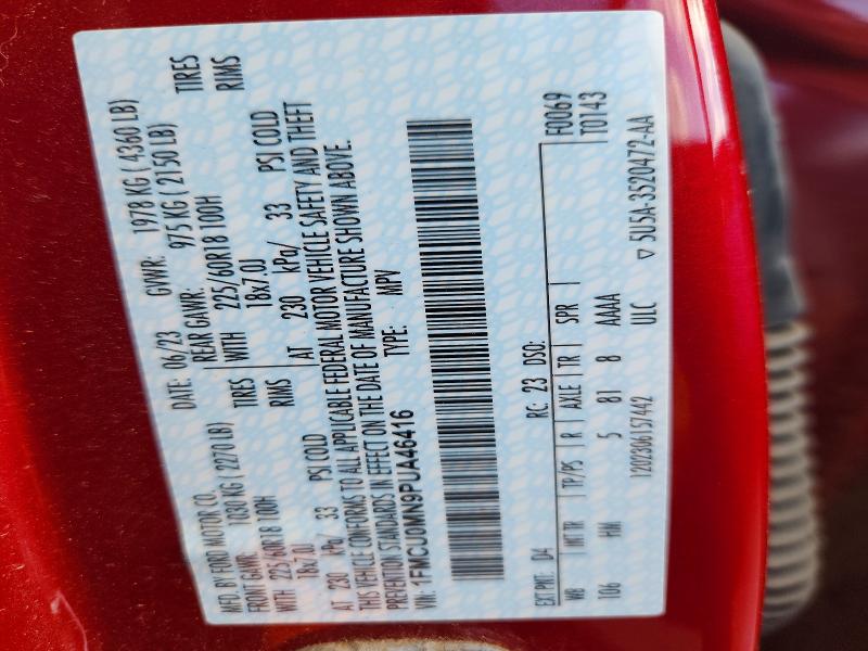 53943276 :رقم المزاد ، 1FMCU0MN9PUA46416 vin ، 2023 Ford Escape مزاد بيع