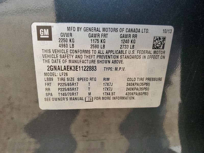 2014 Chevrolet Equinox მანქანა იყიდება აუქციონზე, vin: 2GNALAEK3E1122883, აუქციონის ნომერი: 54205706