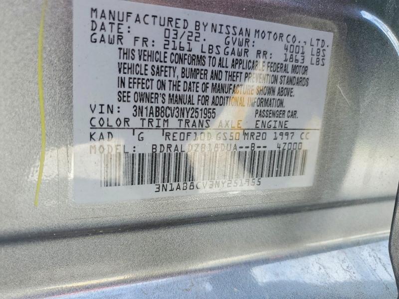 Aukcja sprzedaży 2022 Nissan Sentra, vin: 3N1AB8CV3NY251955, numer aukcji: 52942286