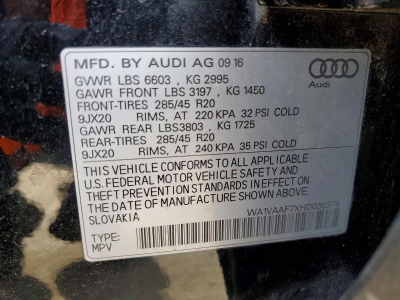 Продажа на аукционе авто 2017 Audi Q7, vin: WA1VAAF7XHD030375, номер лота: 55084186