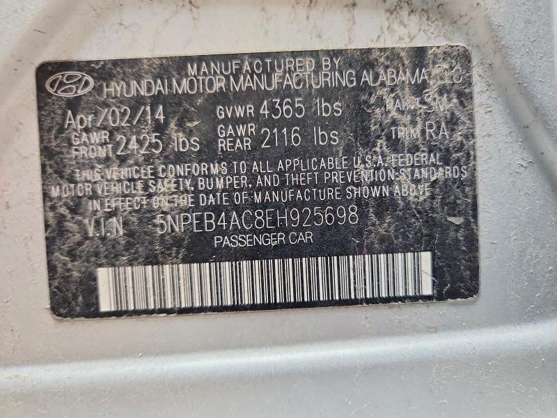 Продаж на аукціоні авто 2014 Hyundai Sonata, vin: 5NPEB4AC8EH925698, номер лоту: 54896346