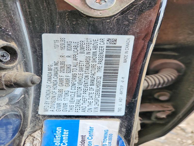 Aukcja sprzedaży 2020 Honda Civic, vin: 2HGFC2E89LH506732, numer aukcji: 54863436