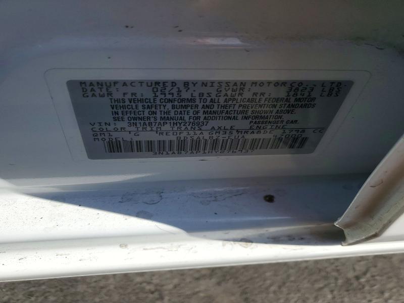 2017 Nissan Sentra მანქანა იყიდება აუქციონზე, vin: 3N1AB7AP1HY276937, აუქციონის ნომერი: 55210236