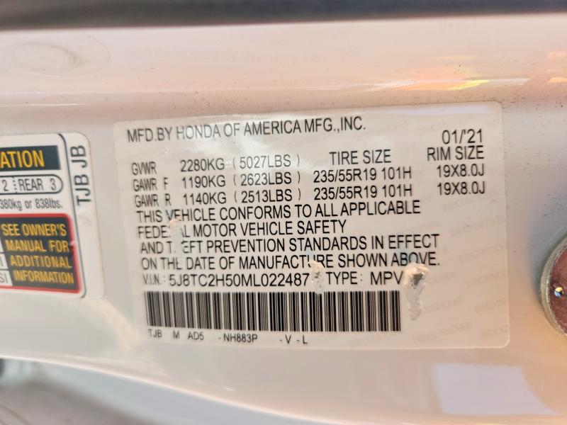Aukcja sprzedaży 2021 Acura Rdx, vin: 5J8TC2H50ML022487, numer aukcji: 53355496