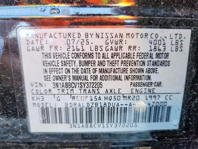 53537446 :رقم المزاد ، 3N1AB8CV1SY372205 vin ، 2025 Nissan Sentra مزاد بيع