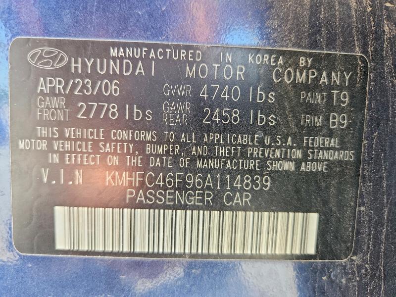 2006 Hyundai Azera მანქანა იყიდება აუქციონზე, vin: KMHFC46F96A114839, აუქციონის ნომერი: 51488686