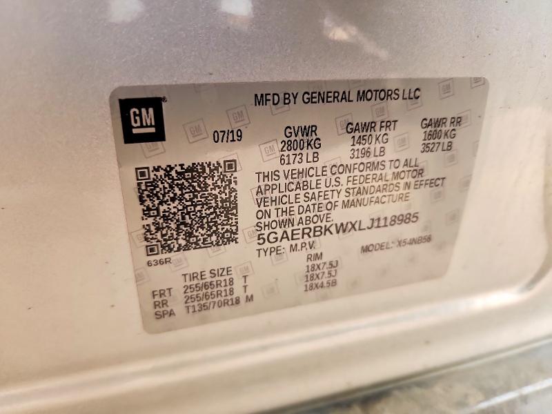 55310616 :رقم المزاد ، 5GAERBKWXLJ118985 vin ، 2020 Buick Enclave مزاد بيع