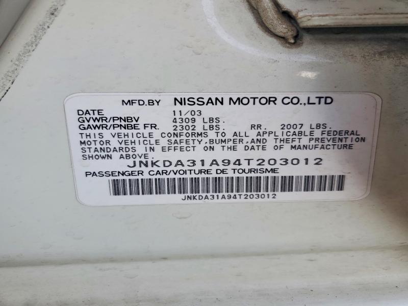52781576 :رقم المزاد ، JNKDA31A94T203012 vin ، 2004 Infiniti I35 مزاد بيع