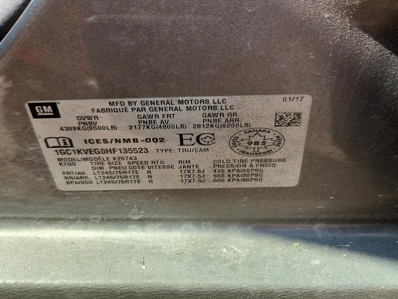 Продаж на аукціоні авто 2017 Chevrolet Silveo2500, vin: 1GC1KVEG0HF135523, номер лоту: 53406416