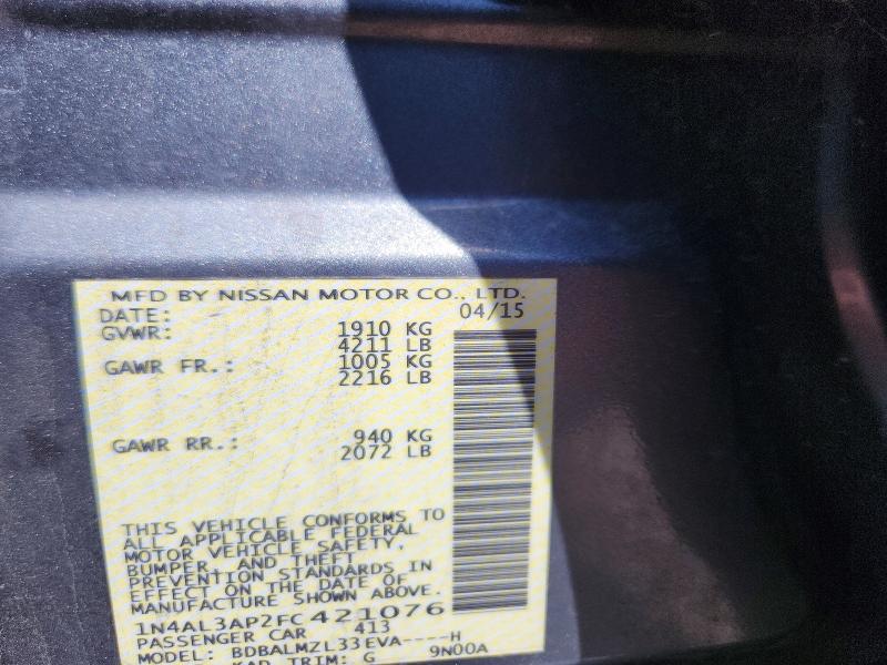 Продажа на аукционе авто 2015 Nissan Altima, vin: 1N4AL3AP2FC421076, номер лота: 53134126