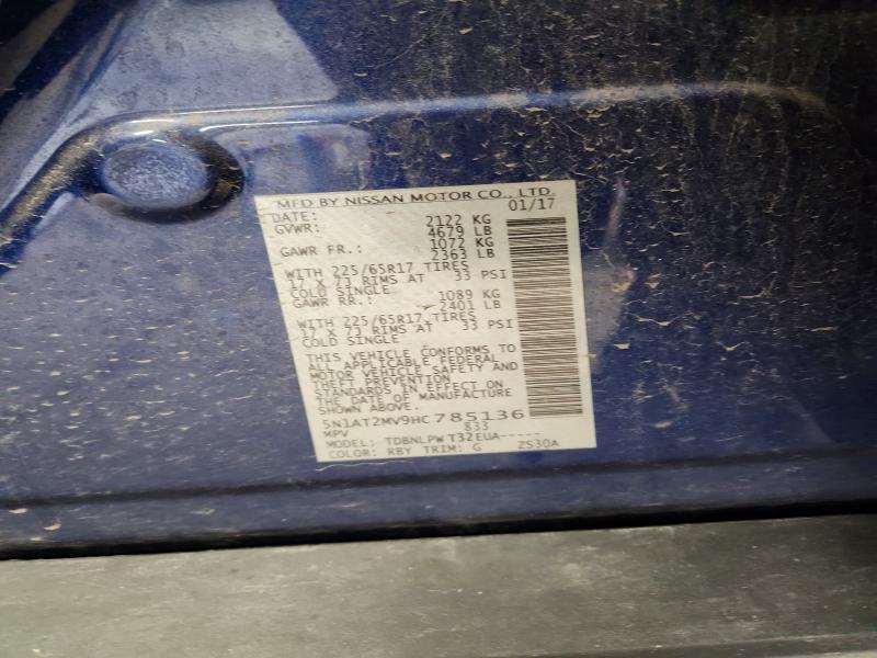 2017 Nissan Rogue მანქანა იყიდება აუქციონზე, vin: 5N1AT2MV9HC785136, აუქციონის ნომერი: 54516736