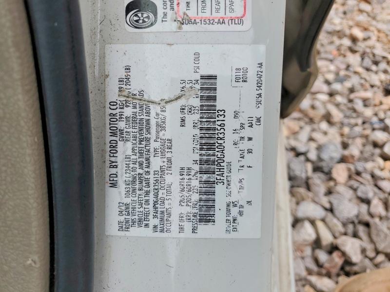 Продаж на аукціоні авто 2012 Ford Fusion, vin: 3FAHP0GA0CR356133, номер лоту: 54637646