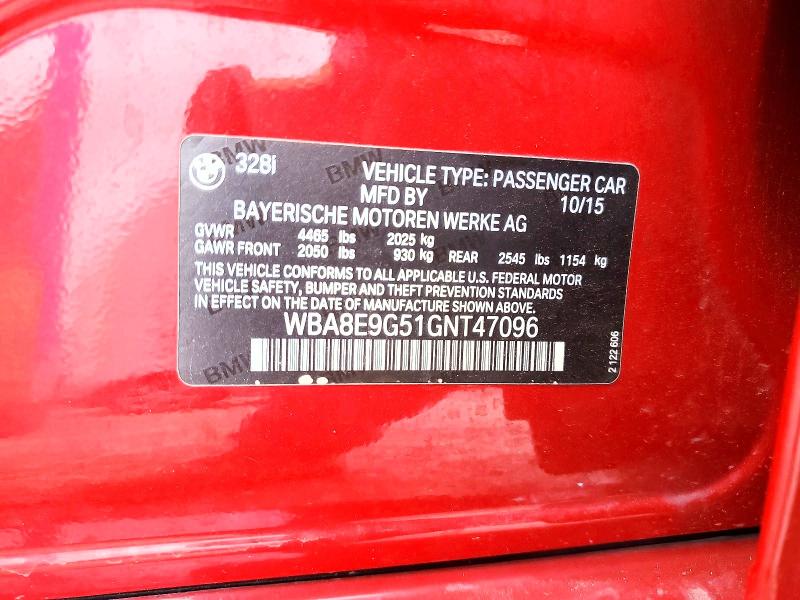 Aukcja sprzedaży 2016 Bmw 328, vin: WBA8E9G51GNT47096, numer aukcji: 52065406