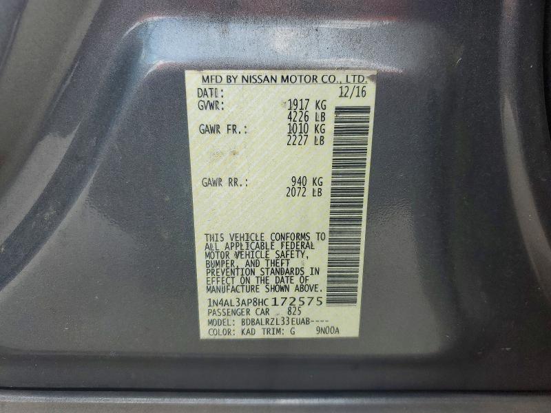 Aukcja sprzedaży 2017 Nissan Altima, vin: 1N4AL3AP8HC172575, numer aukcji: 52575276