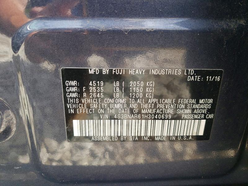 Aukcja sprzedaży 2017 Subaru Legacy, vin: 4S3BNAR61H3040699, numer aukcji: 55490196