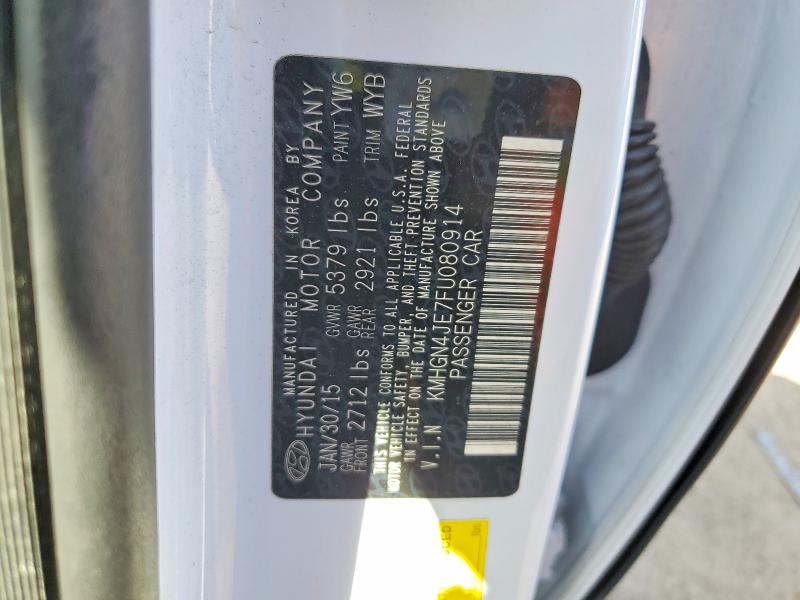 2015 Hyundai Genesis მანქანა იყიდება აუქციონზე, vin: KMHGN4JE7FU080914, აუქციონის ნომერი: 54711176