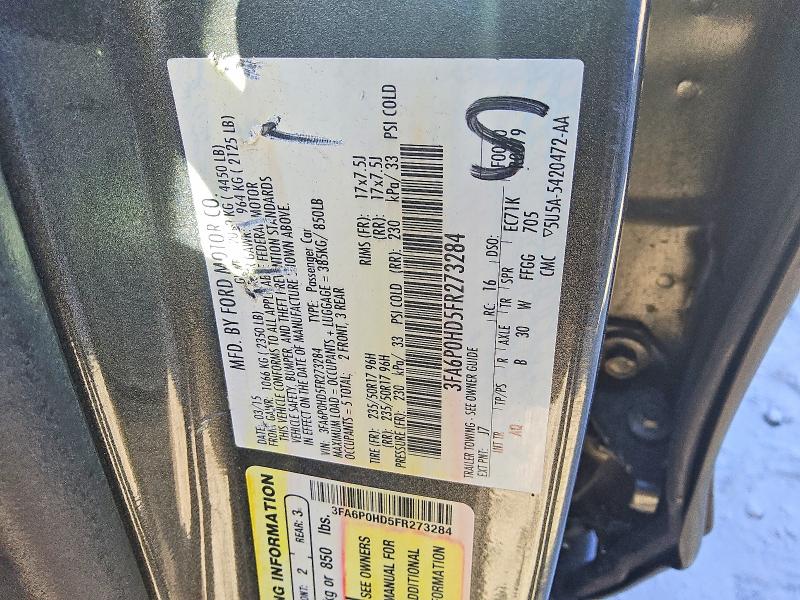Продажа на аукционе авто 2015 Ford Fusion, vin: 3FA6P0HD5FR273284, номер лота: 53133676