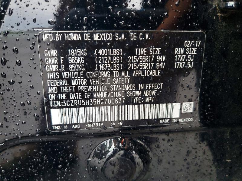Продаж на аукціоні авто 2017 Honda Hr-v, vin: 3CZRU5H35HG700637, номер лоту: 52423766