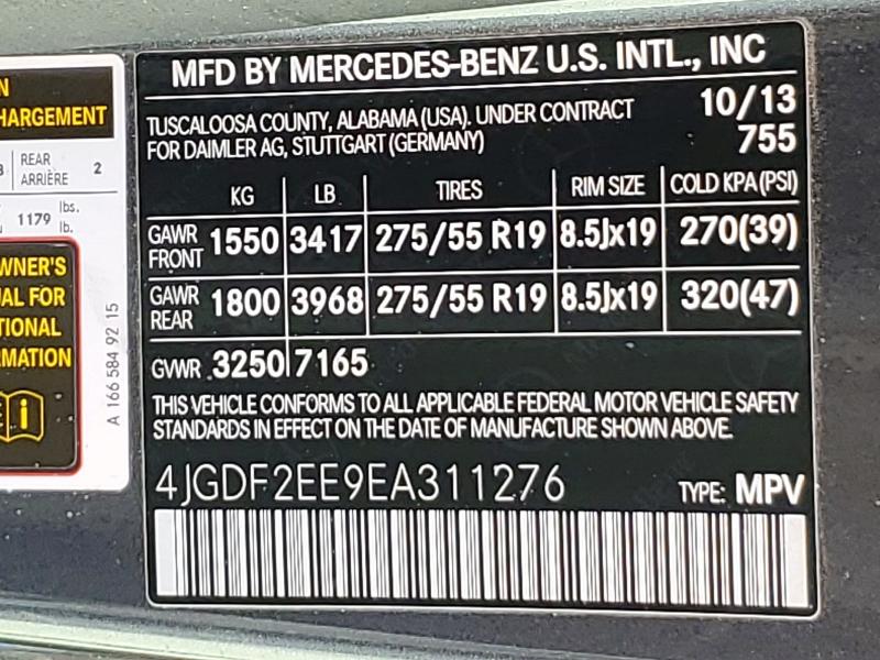 2014 Mercedes-benz Gl მანქანა იყიდება აუქციონზე, vin: 4JGDF2EE9EA311276, აუქციონის ნომერი: 52746496