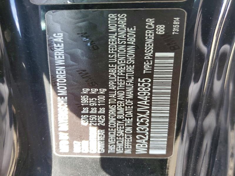 2018 Bmw 230xi მანქანა იყიდება აუქციონზე, vin: WBA2J3C5XJVA49855, აუქციონის ნომერი: 52501126