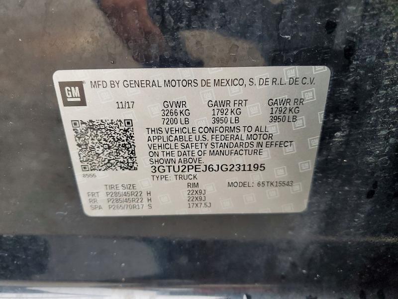 54458076 :رقم المزاد ، 3GTU2PEJ6JG231195 vin ، 2018 Gmc Sierra مزاد بيع