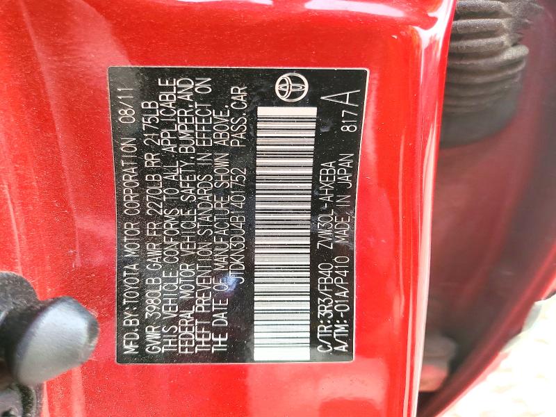 Aukcja sprzedaży 2011 Toyota Prius, vin: JTDKN3DU4B1401752, numer aukcji: 54609766