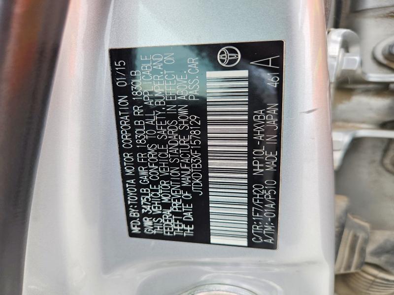 Aukcja sprzedaży 2015 Toyota Prius C, vin: JTDKDTB3XF1578129, numer aukcji: 52484826