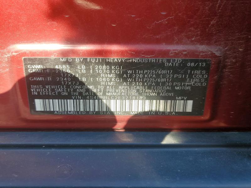 Продажа на аукционе авто 2014 Subaru Outback, vin: 4S4BRBLC2E3218183, номер лота: 54118396