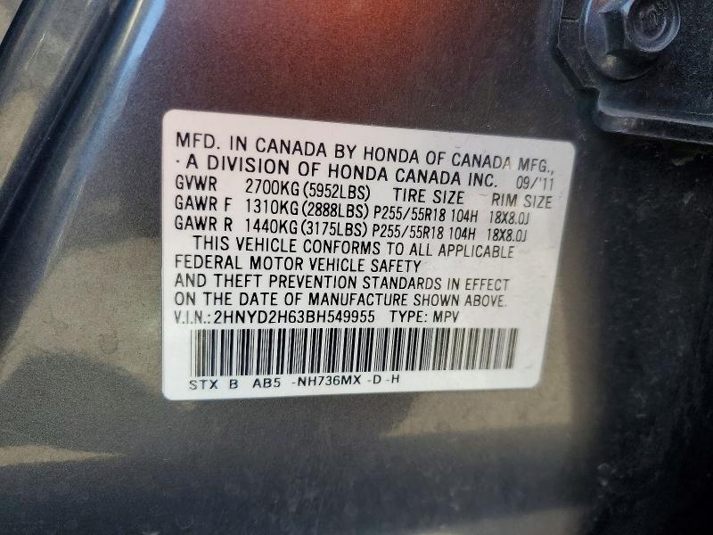 Aukcja sprzedaży 2011 Acura Mdx, vin: 2HNYD2H63BH549955, numer aukcji: 55625016