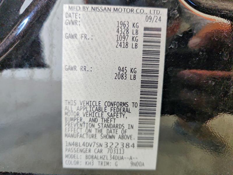 Aukcja sprzedaży 2025 Nissan Altima, vin: 1N4BL4DV7SN322384, numer aukcji: 53259506