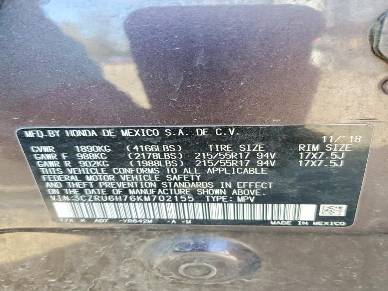 52685326 :رقم المزاد ، 3CZRU6H76KM702155 vin ، 2019 Honda Hr-v مزاد بيع