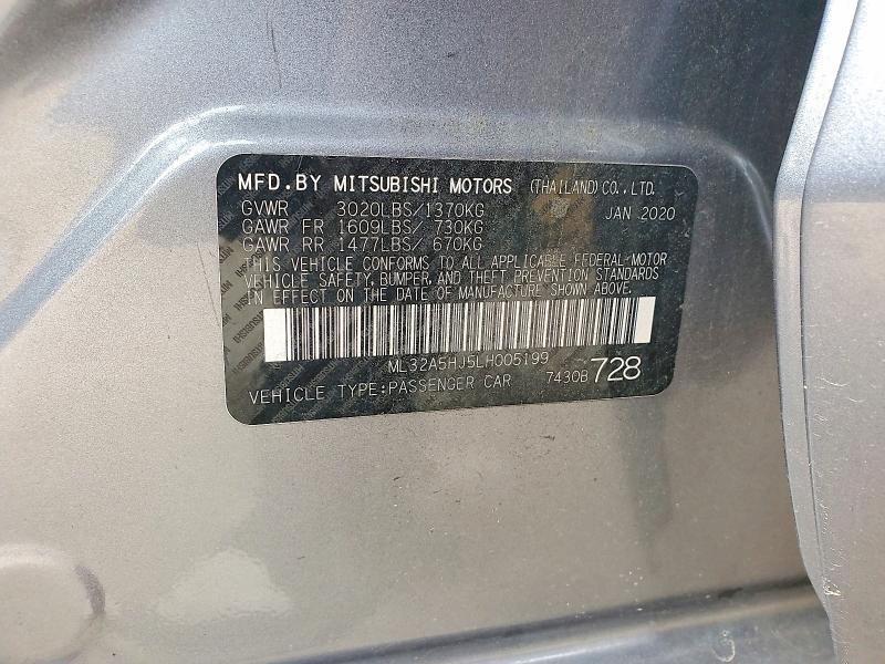 Продаж на аукціоні авто 2020 Mitsubishi Mirage, vin: ML32A5HJ5LH005199, номер лоту: 54730616